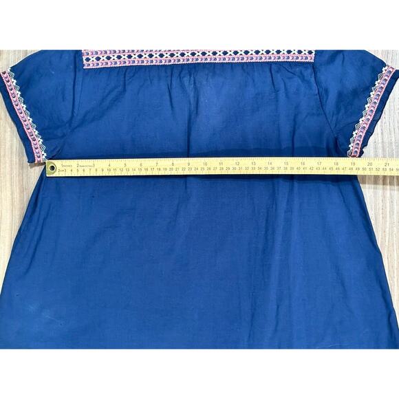 JOHNNY WAS Workshop Juliene Drape Top Voile TUNIC Navy Blue BOHO SM $205 NWT - Picture 11 of 12